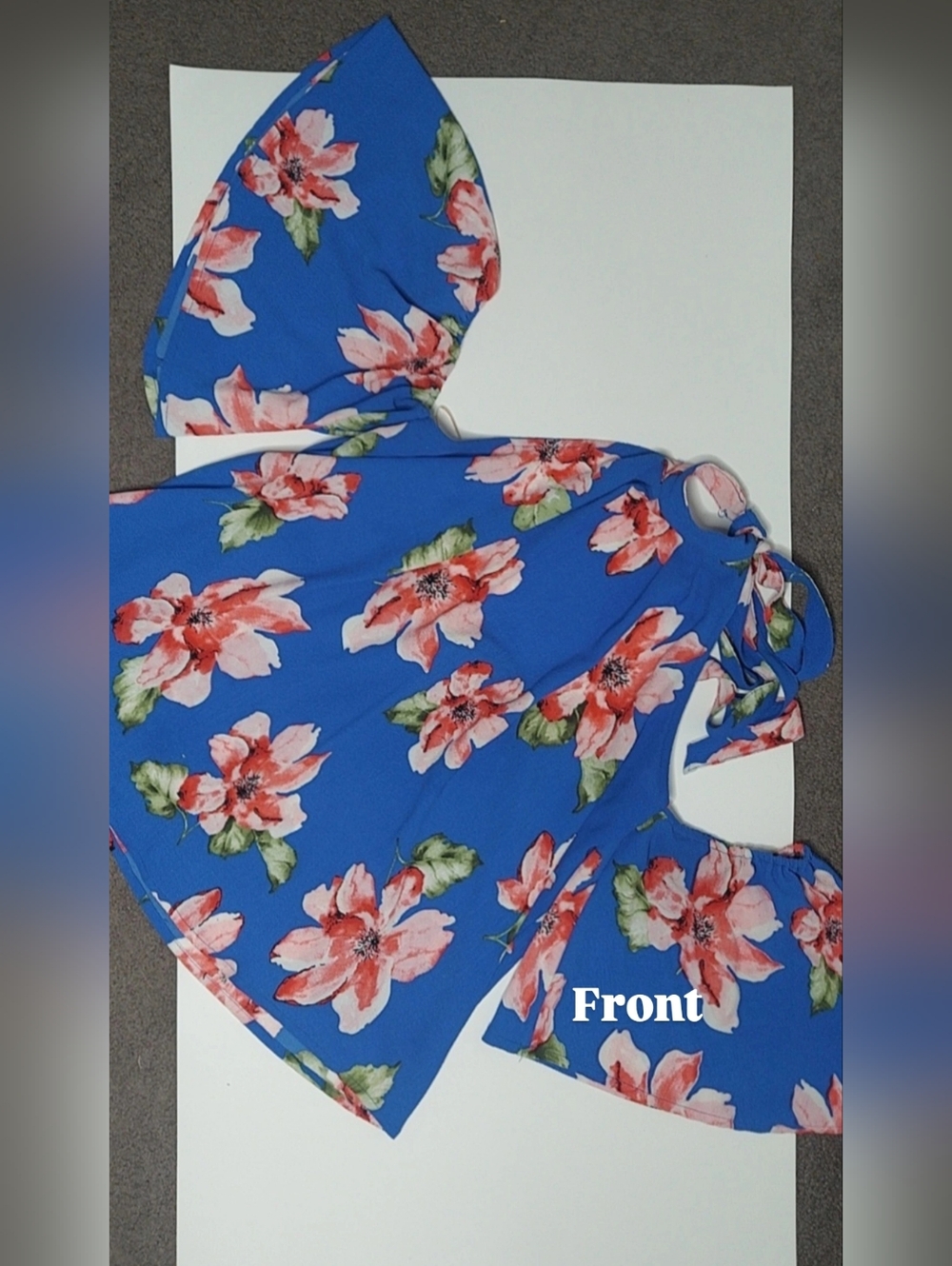 Flying Tomato Blue Floral Cold-Shoulder Blouse